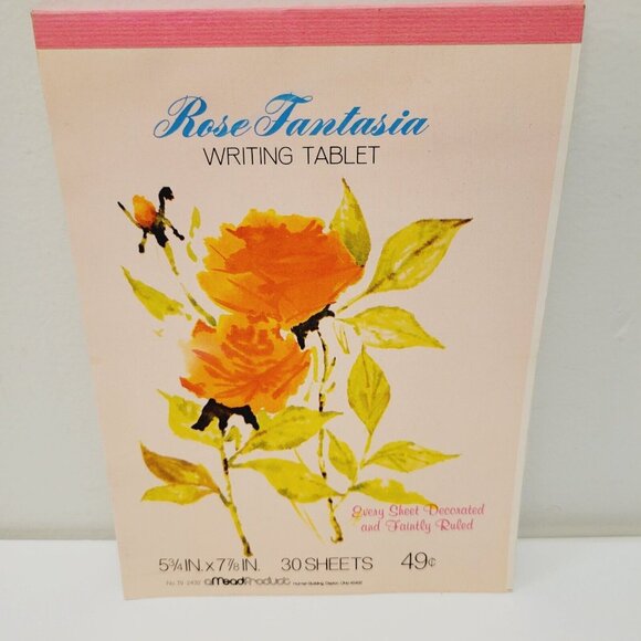 Vtg Mead Stationery Letter Pad Writing Tablet Rose Fantasia 30 Sheets CLEAN - Picture 1 of 6